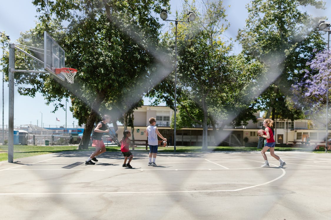 Kids playing basketball